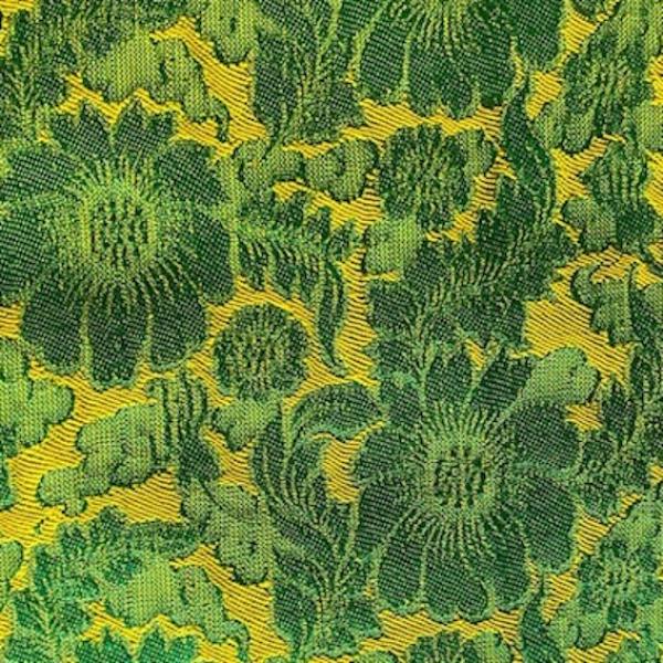 GREEN YELLOW FLOWERS Seidenjacquard aus Vietnam